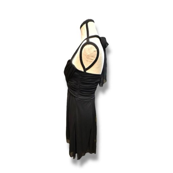 Women’s 4 B Darlin Black Chiffon Y2K Sleeveless Halter Dress - Picture 3 of 7
